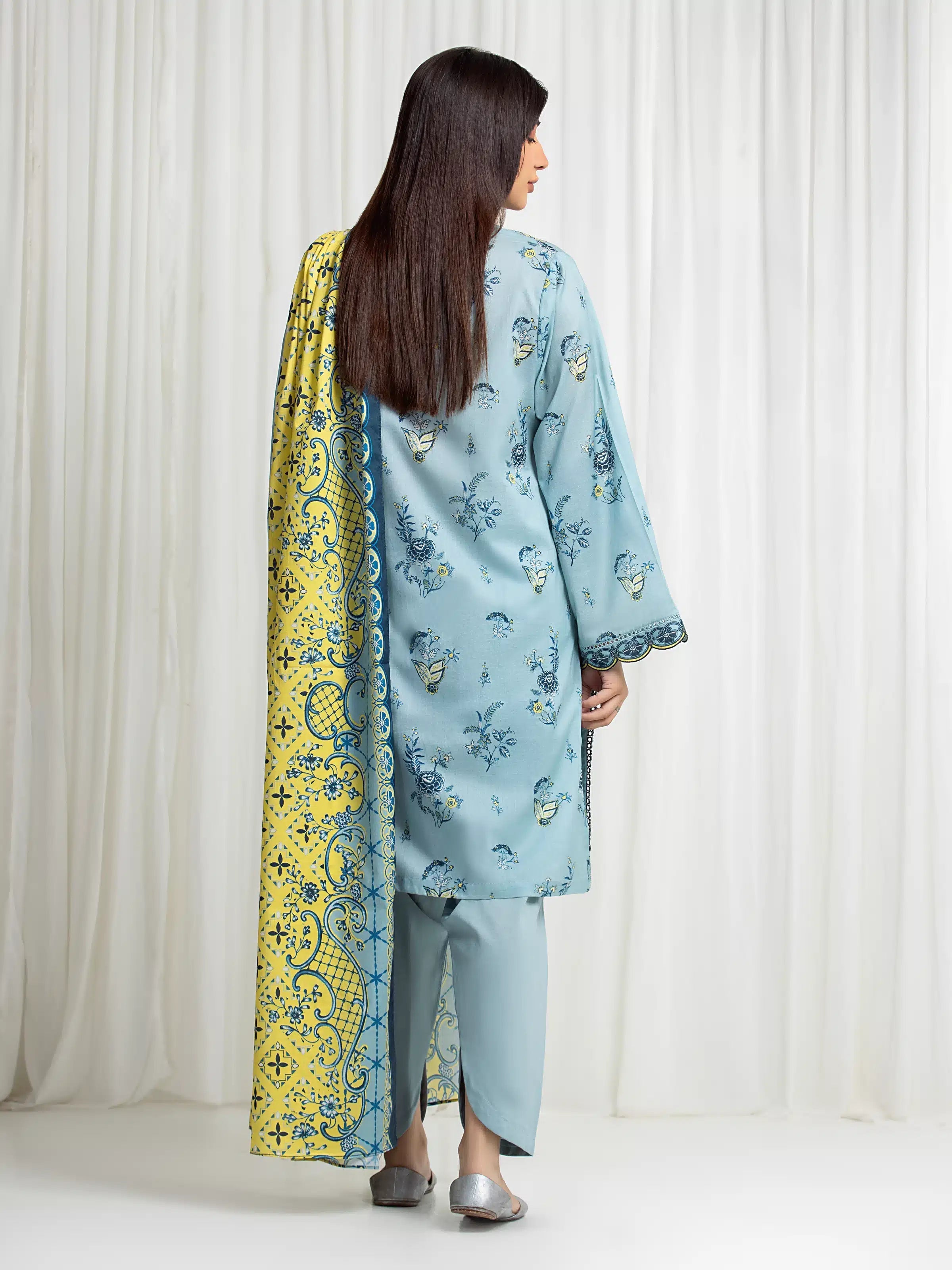 edenrobe Allure Lawn Unstitched Printed 3Pc Suit EWU6A1-36708