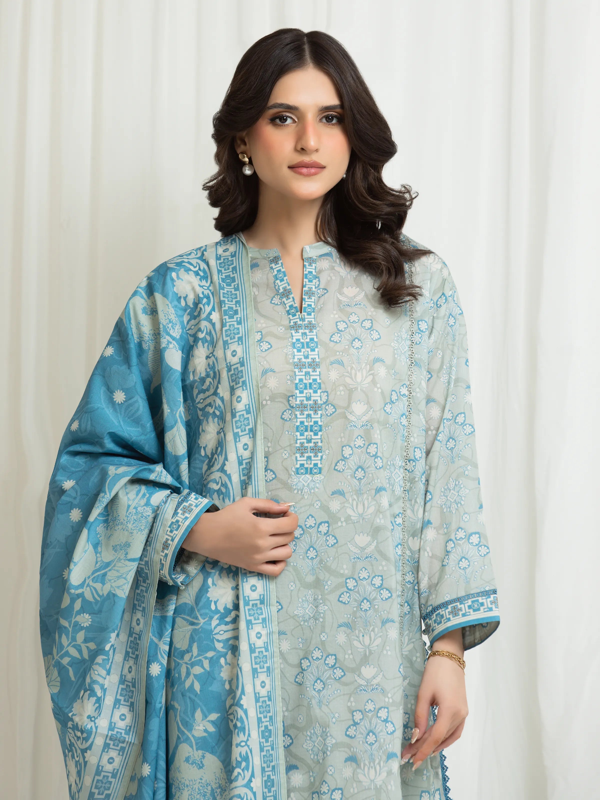 edenrobe Allure Lawn Unstitched Printed 3Pc Suit EWU6A1-36711