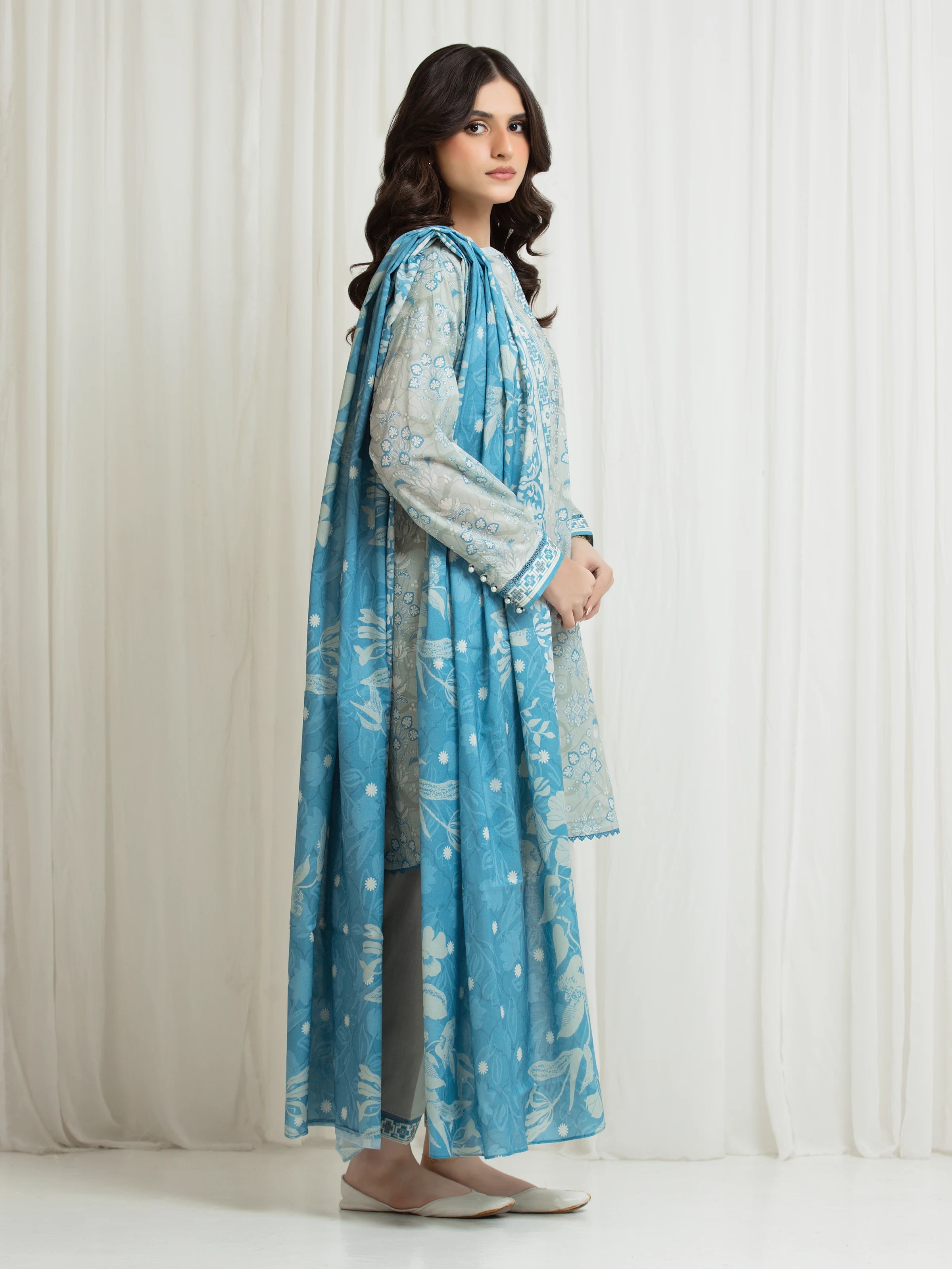 edenrobe Allure Lawn Unstitched Printed 3Pc Suit EWU6A1-36711