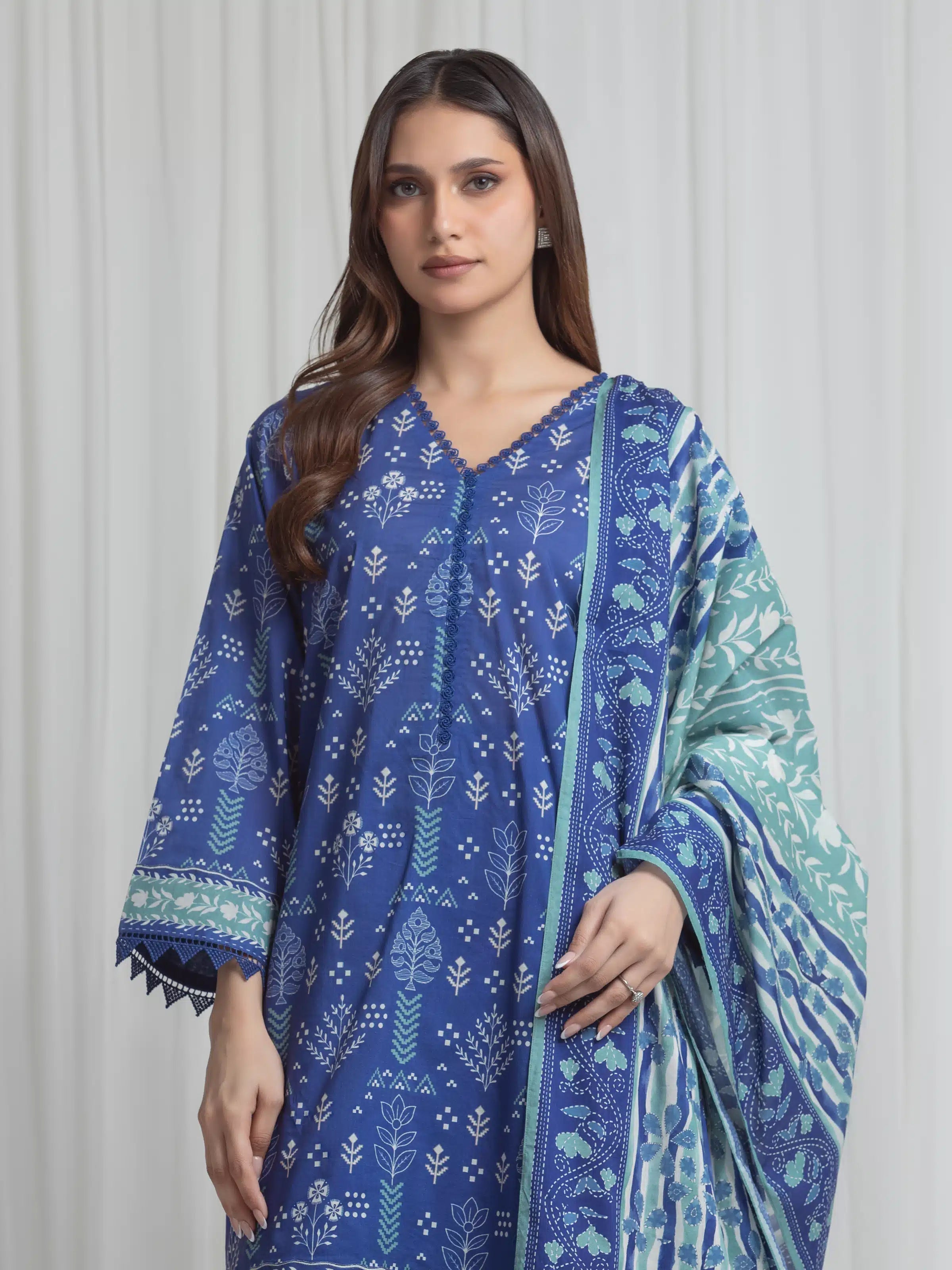 edenrobe Allure Lawn Unstitched Printed 3Pc Suit EWU6A1-36720