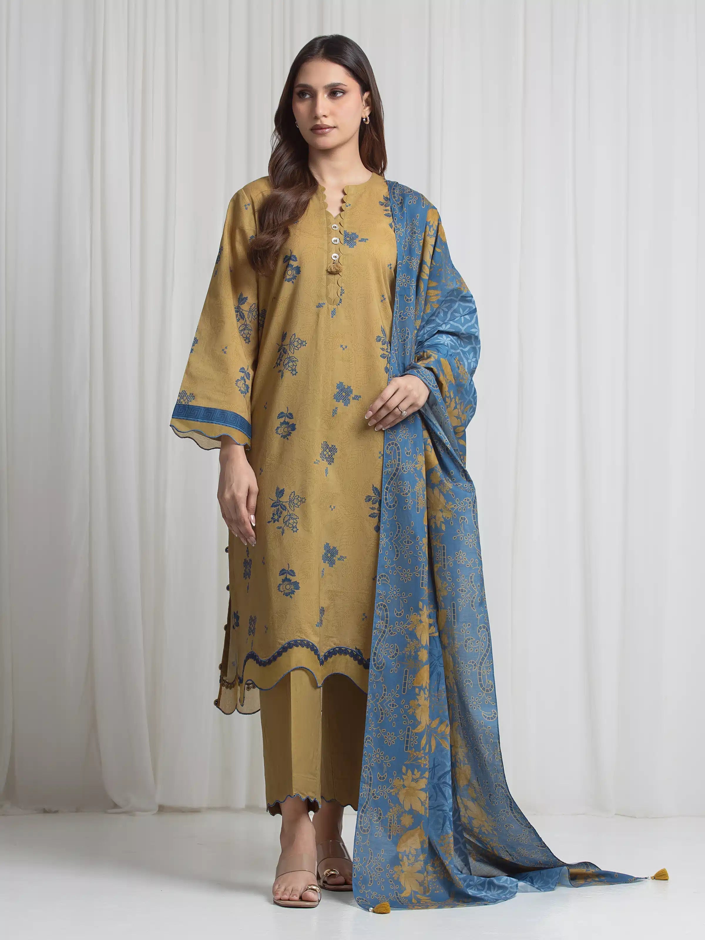 edenrobe Allure Lawn Unstitched Printed 3Pc Suit EWU6A1-36721