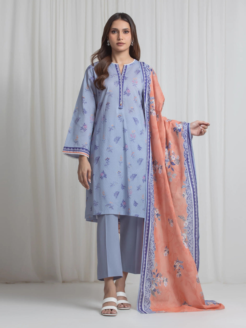 edenrobe Allure Lawn Unstitched Printed 3Pc Suit EWU6A1-36725