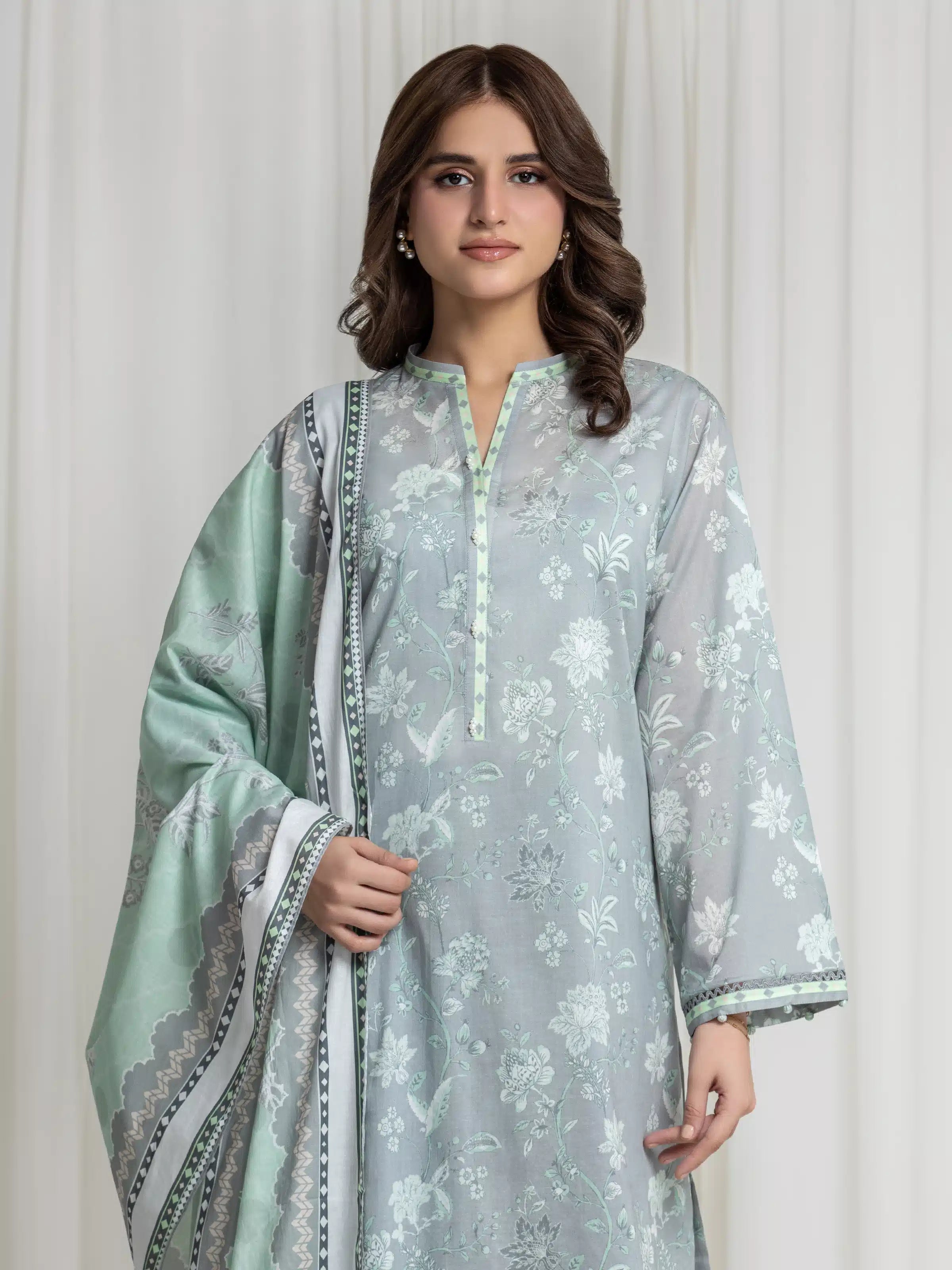 edenrobe Allure Lawn Unstitched Printed 3Pc Suit EWU6A1-36726