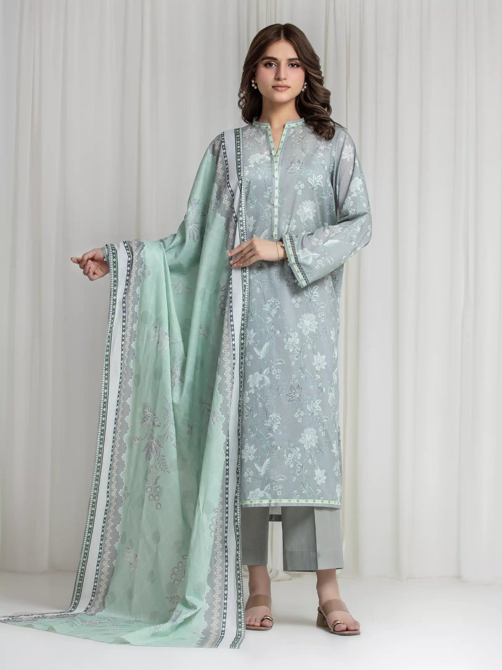 edenrobe Allure Lawn Unstitched Printed 3Pc Suit EWU6A1-36726