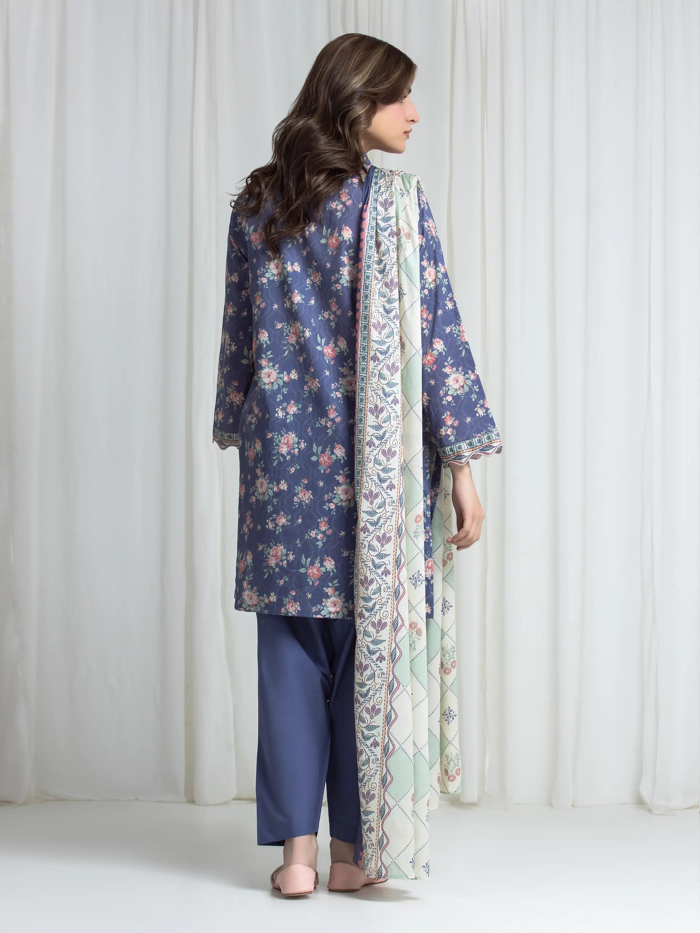 edenrobe Allure Lawn Unstitched Printed 3Pc Suit EWU6A1-36732