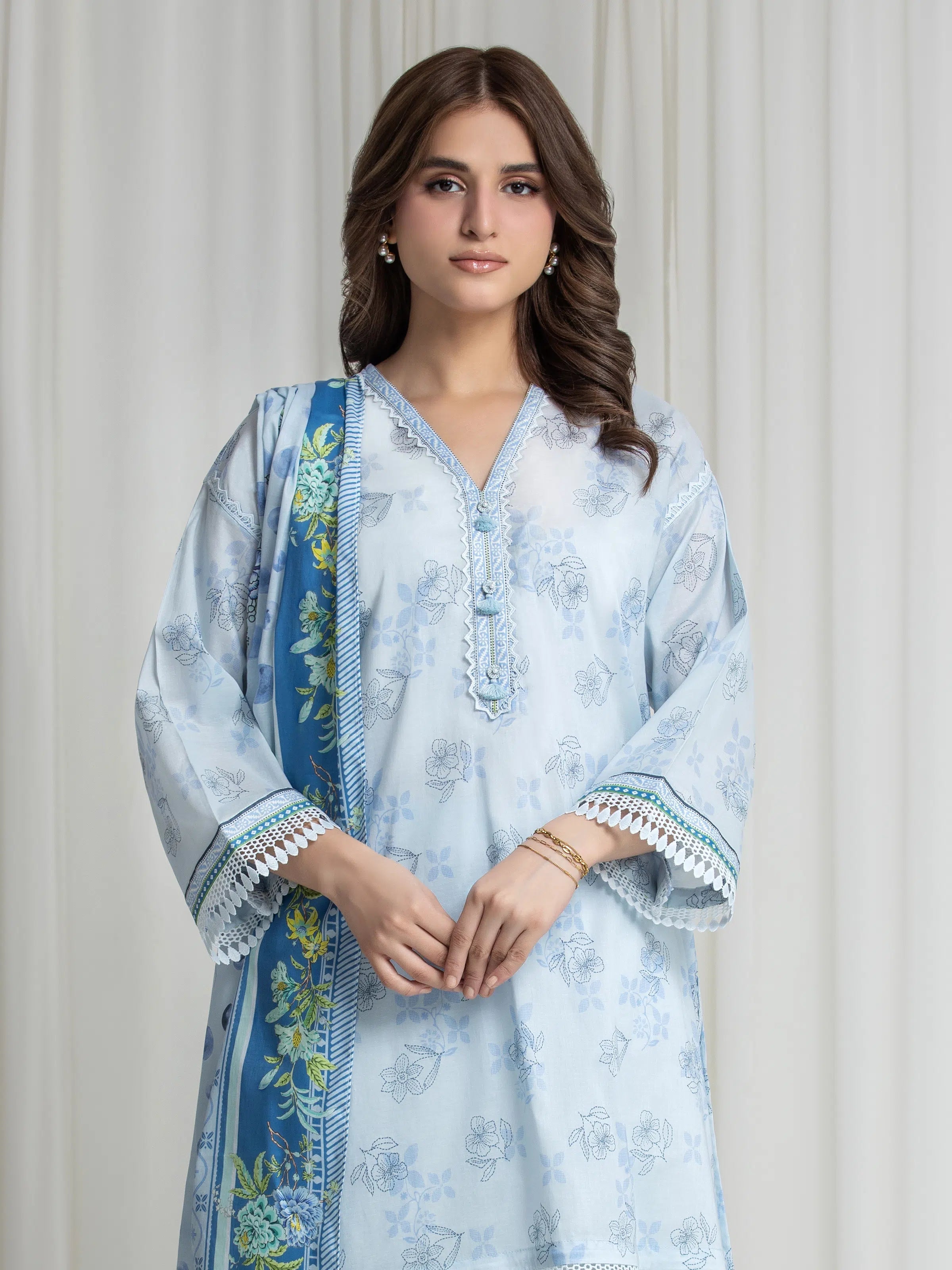 edenrobe Allure Lawn Unstitched Printed 3Pc Suit EWU6A1-36737