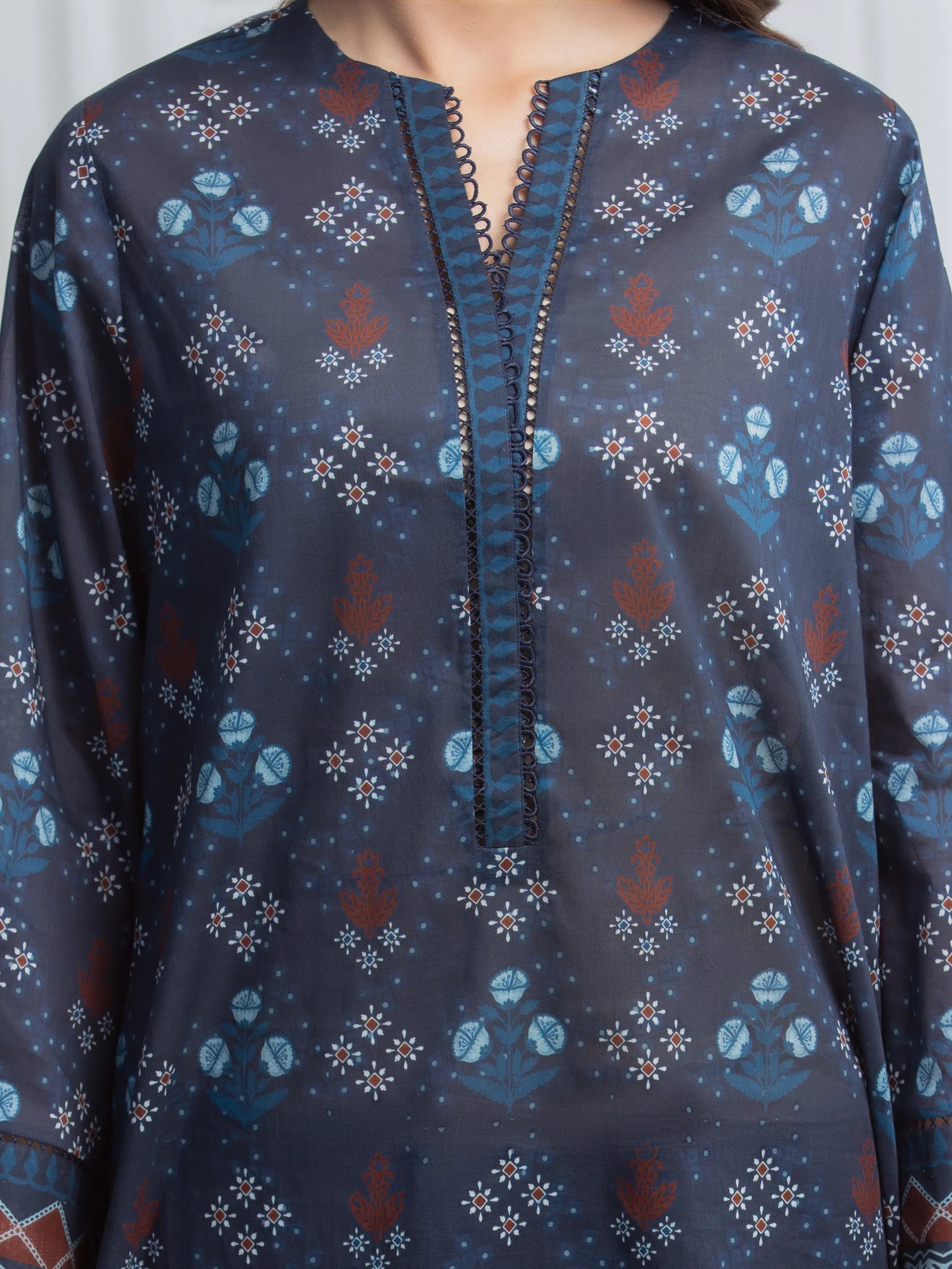 edenrobe Allure Lawn Unstitched Printed 3Pc Suit EWU6A1-36744