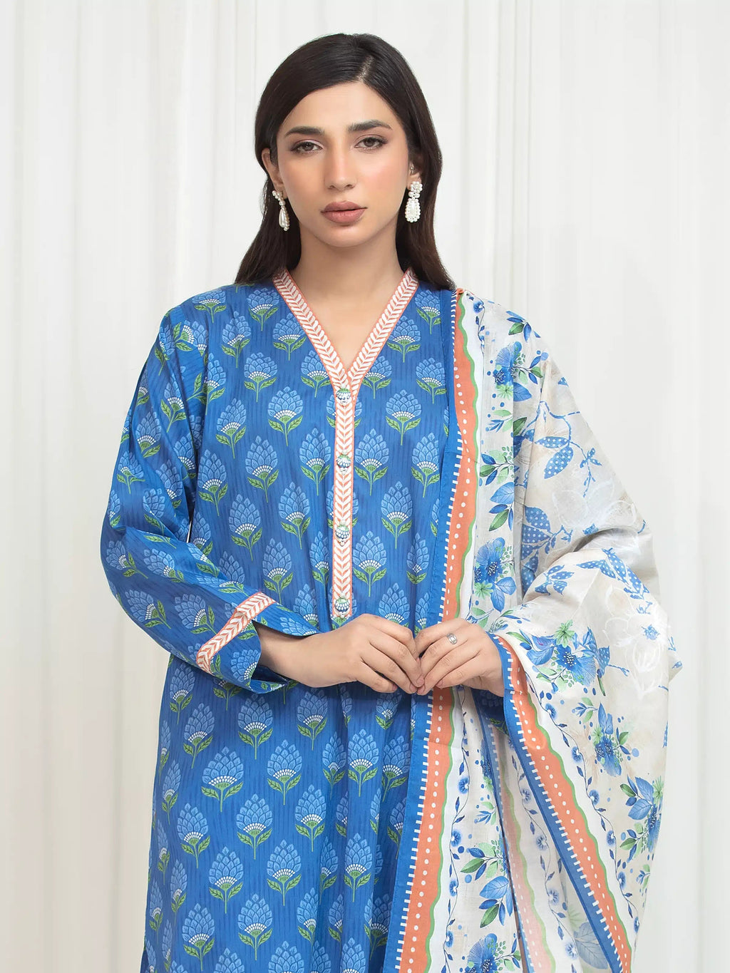 edenrobe Allure Lawn Unstitched Printed 3Pc Suit EWU6A1-36760