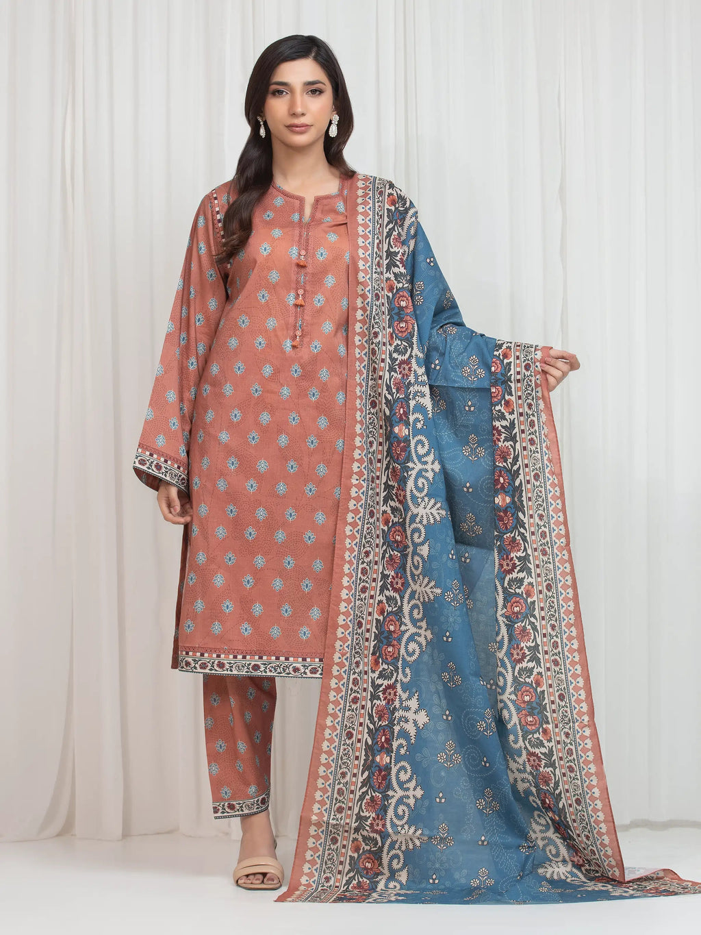 edenrobe Allure Lawn Unstitched Printed 3Pc Suit EWU6A1-36766