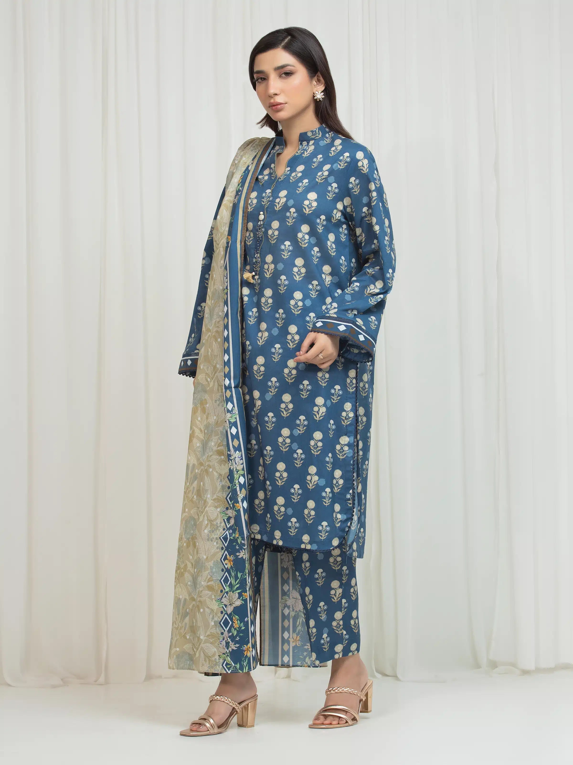 edenrobe Allure Lawn Unstitched Printed 3Pc Suit EWU6A1-36768