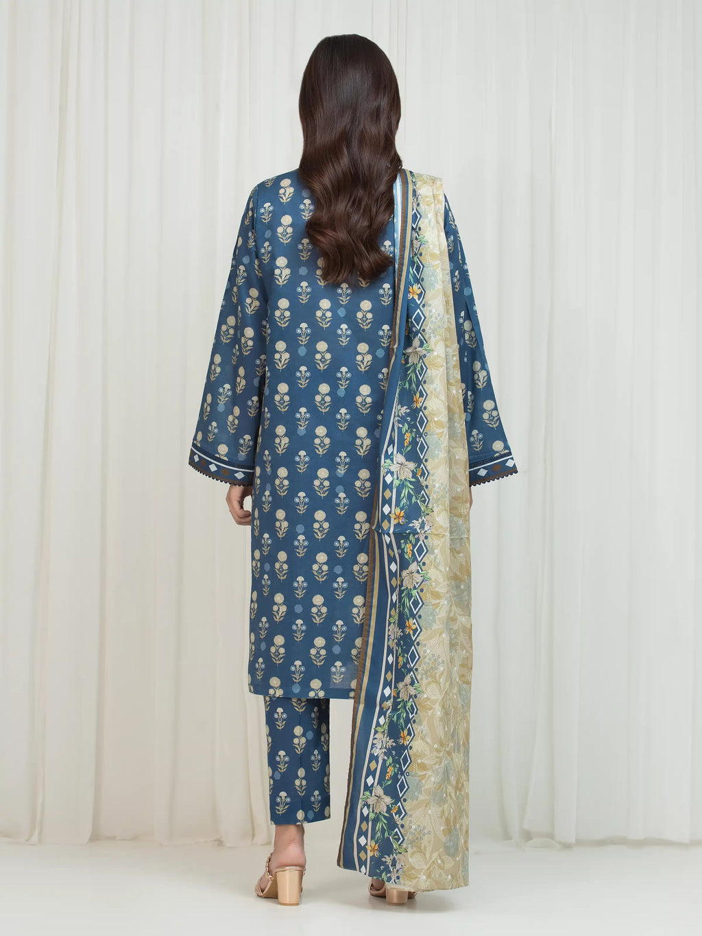 edenrobe Allure Lawn Unstitched Printed 3Pc Suit EWU6A1-36768