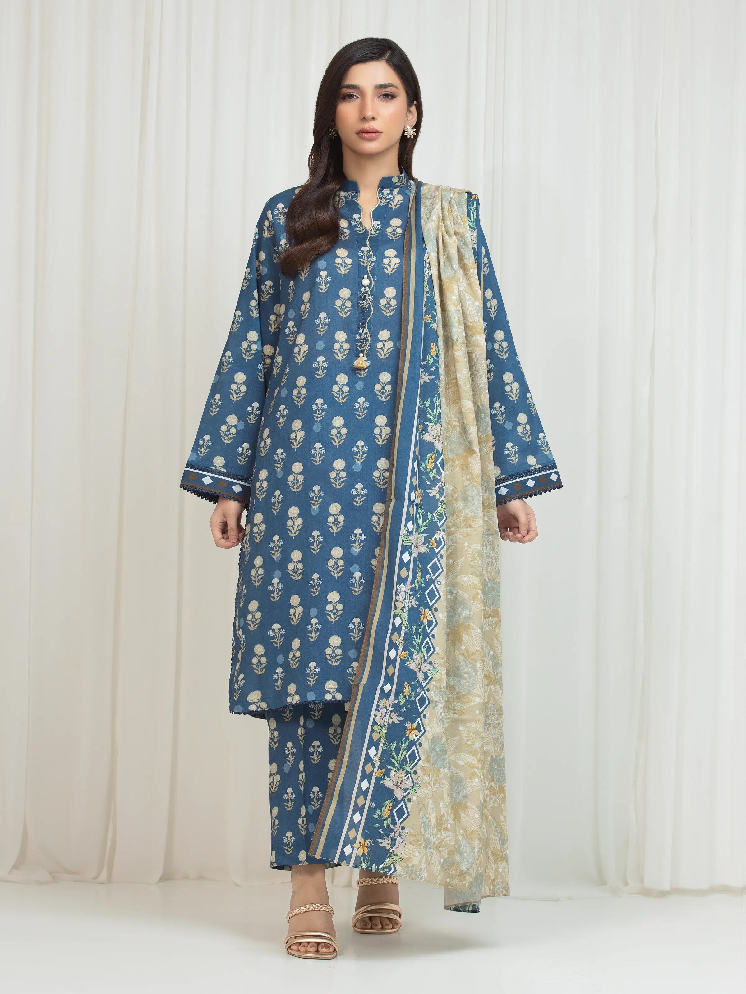 edenrobe Allure Lawn Unstitched Printed 3Pc Suit EWU6A1-36768