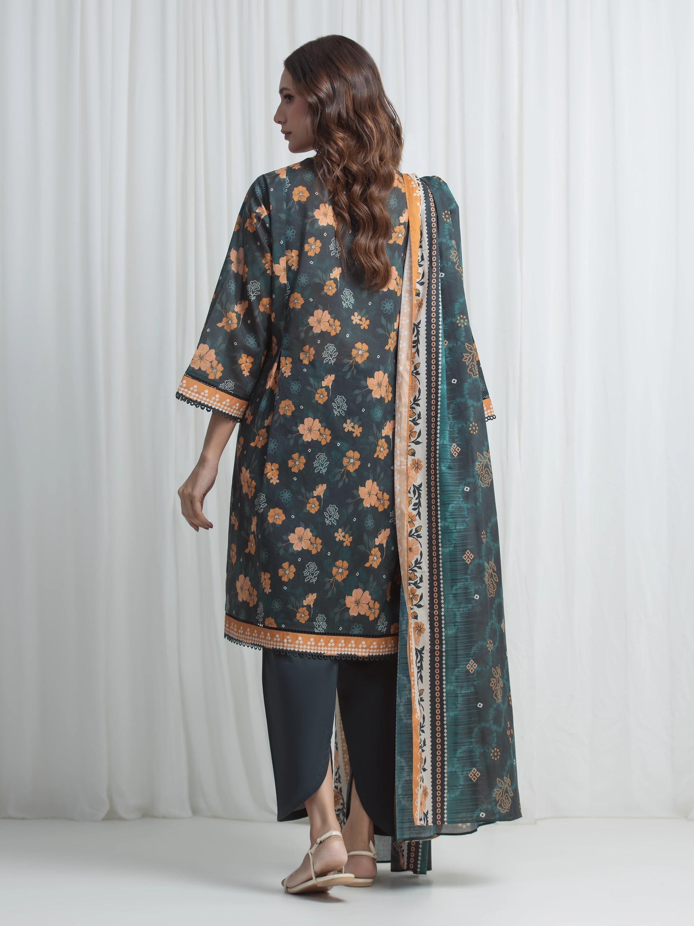 edenrobe Allure Lawn Unstitched Printed 3Pc Suit EWU6A1-36858