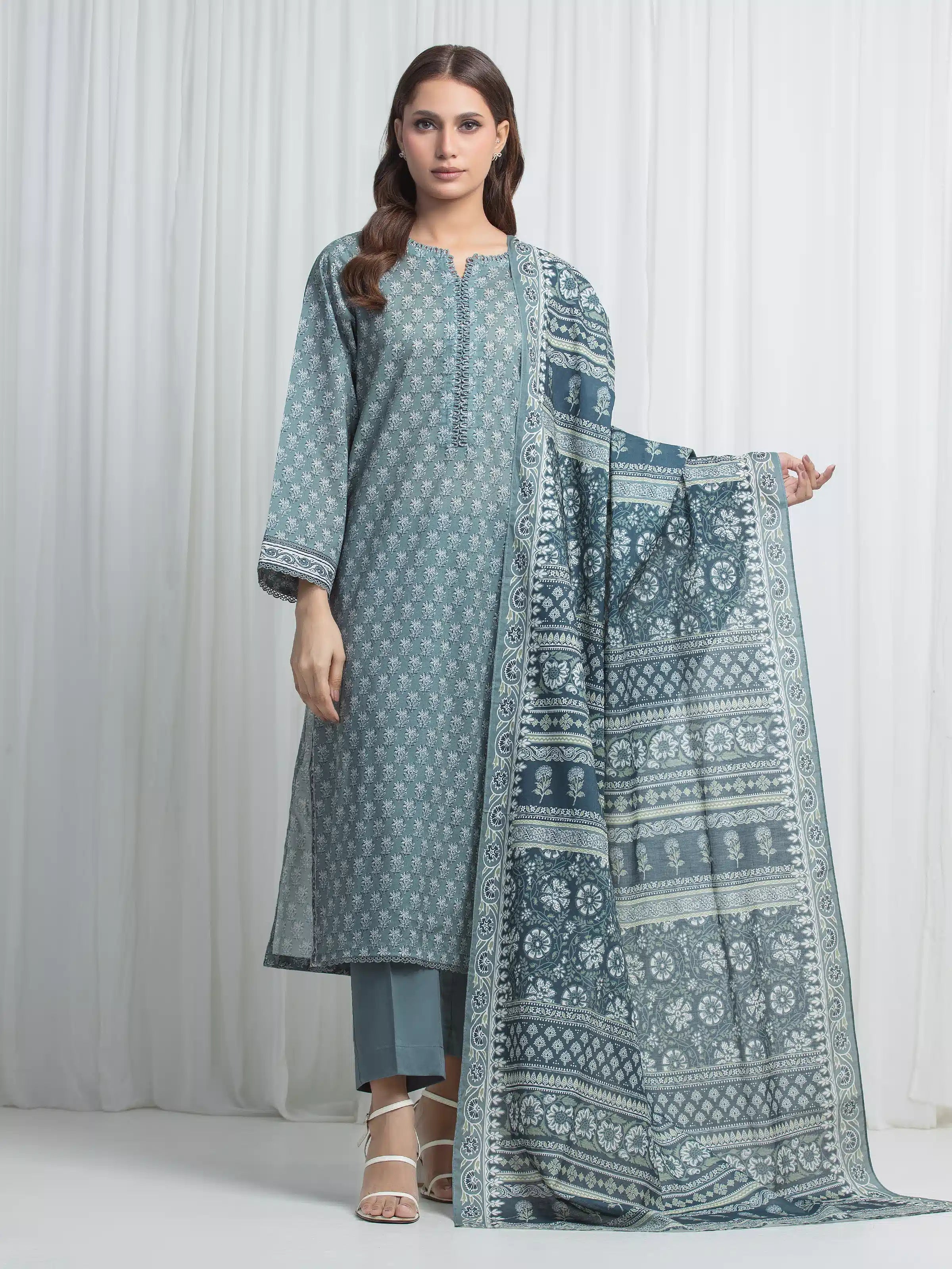edenrobe Allure Lawn Unstitched Printed 3Pc Suit EWU6A1-36869
