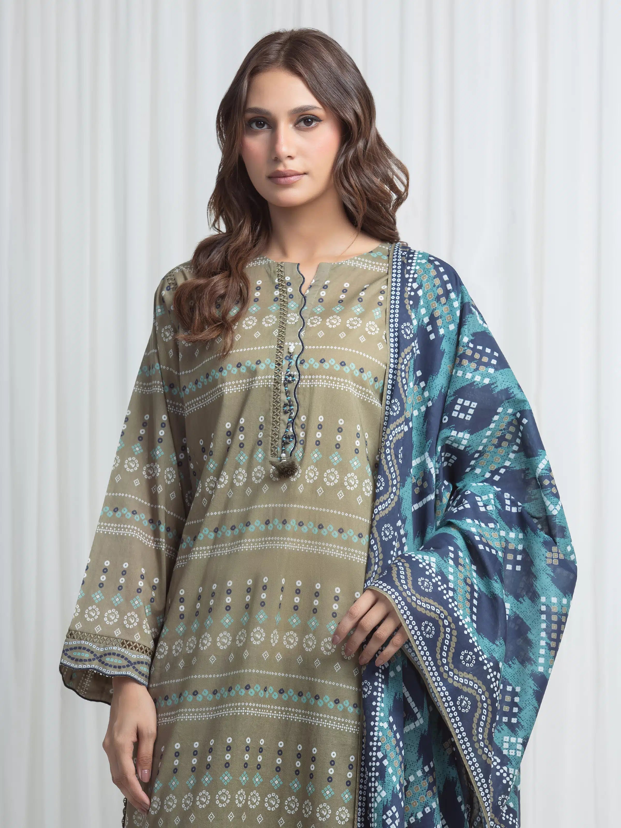 edenrobe Allure Lawn Unstitched Printed 3Pc Suit EWU6A1-36871