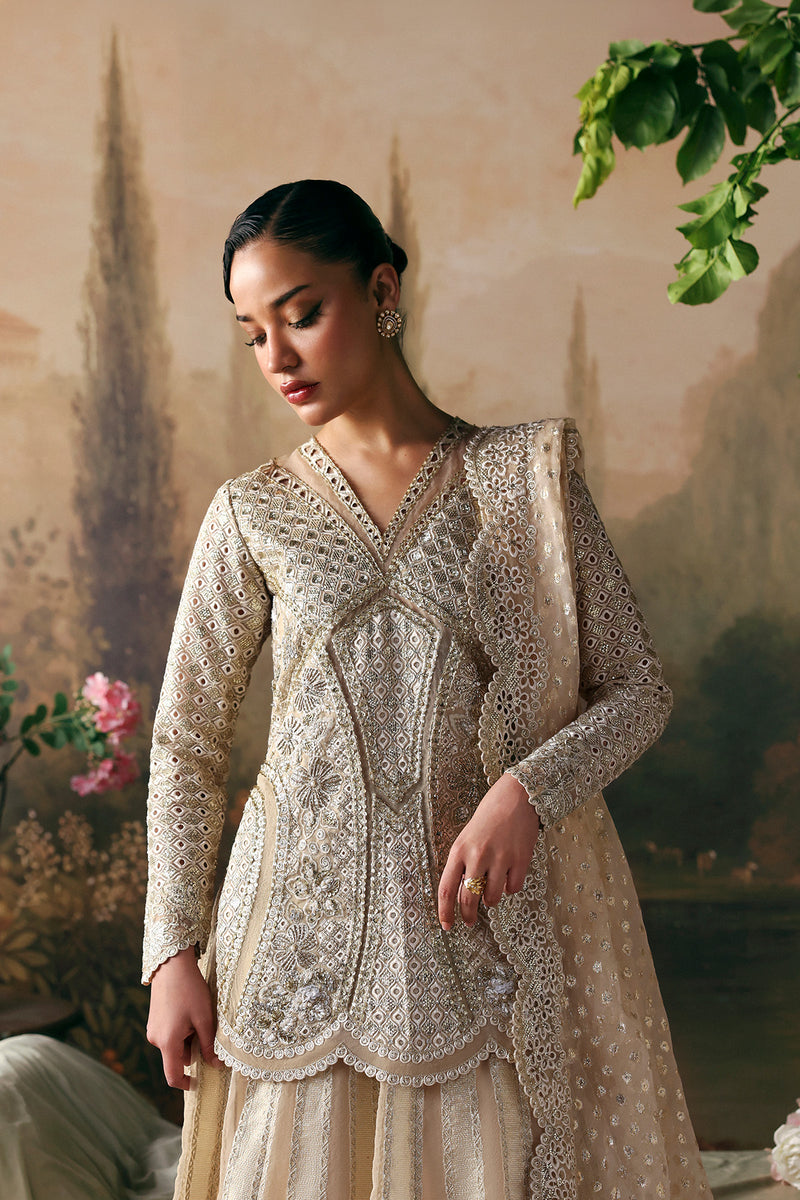 Afrozeh La Fuchsia Embroidered Organza Unstitched 3Pc Suit - Emperor