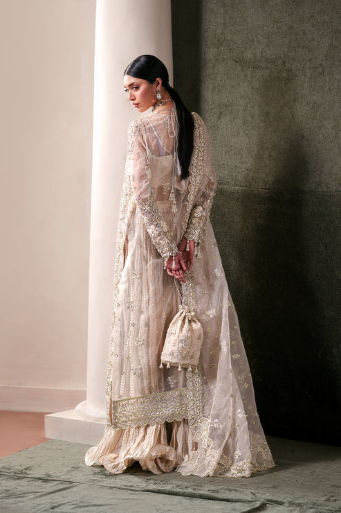 Emaan Adeel Starlit Jewels Unstitched Organza 3Pc Suit - Howlite