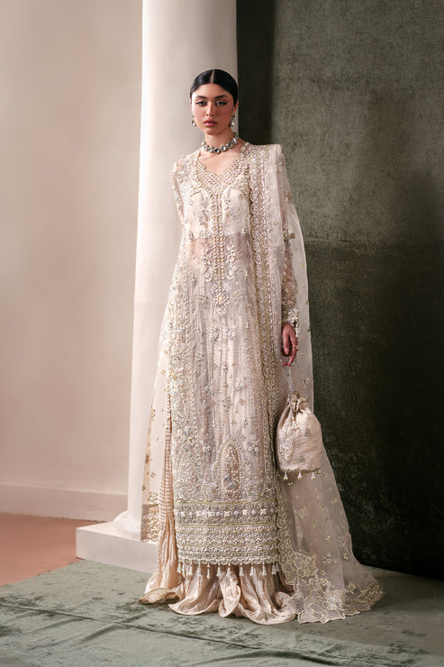 Emaan Adeel Starlit Jewels Unstitched Organza 3Pc Suit - Howlite