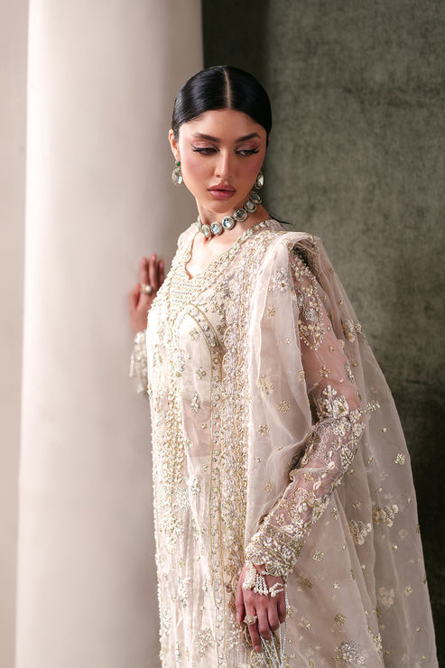 Emaan Adeel Starlit Jewels Unstitched Organza 3Pc Suit - Howlite
