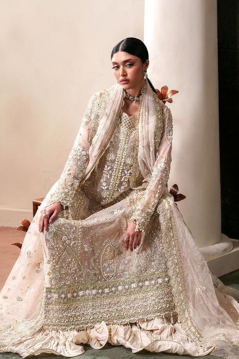Emaan Adeel Starlit Jewels Unstitched Organza 3Pc Suit - Howlite