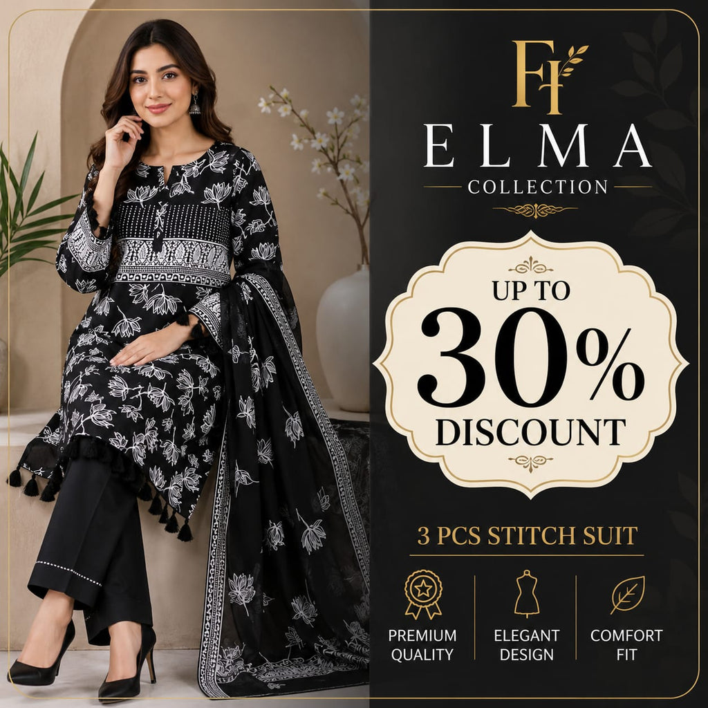 3Pcs Women's Stitched Lawn Digital Print Suit with Lace work short Frock and Shalwar