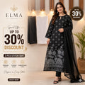3Pcs Women's Stitched Arabic Lawn Block Printed Suit