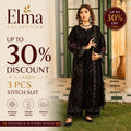 Lehran - U4B Women's Stitched Embroidered Lawn Suit - 3 Pcs In Black