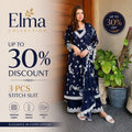 Navy Monarch - 3 Piece Lawn Cotton Embroidered Dress