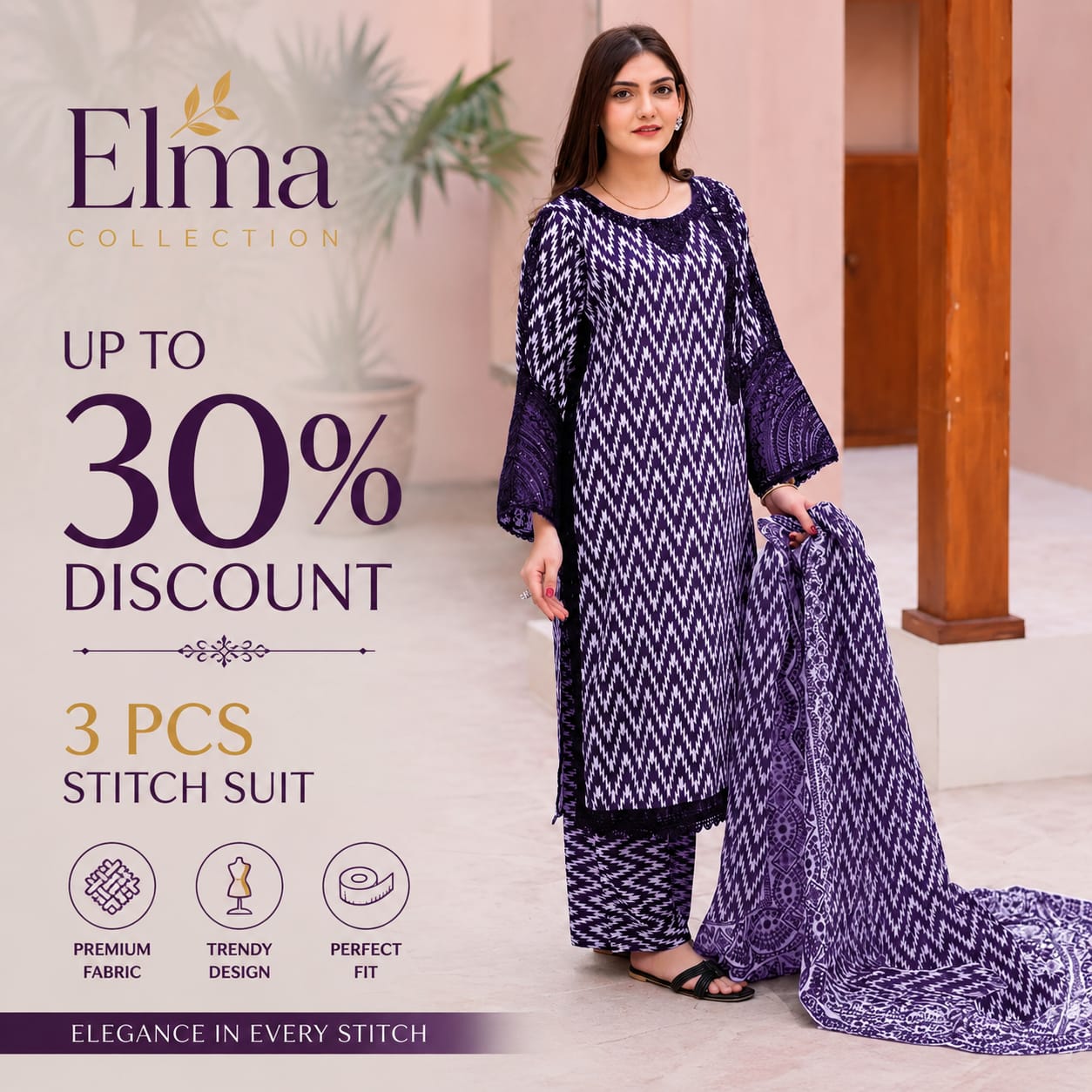 3 Pcs Women's Stitched Lawn Printed Suit