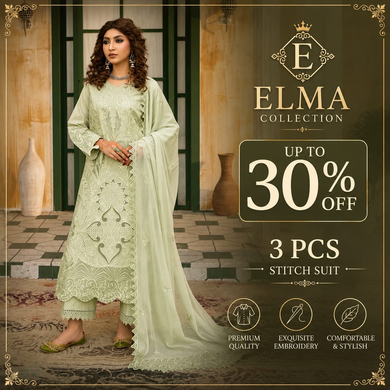 Zarar - U1B Women's Stitched Embroidered Lawn Suit - 4 Pcs