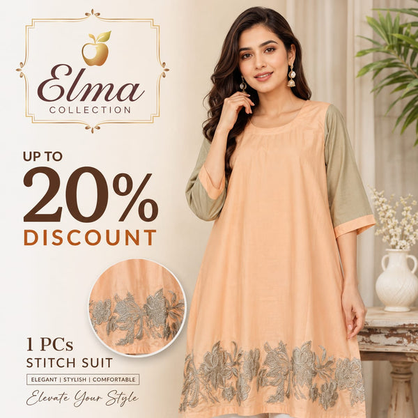 1 Pc Women's Stitched Arabic Lawn Embroidered Shirt