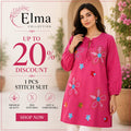 1 Pc Women's Stitched Lawn Embroidered Shirt