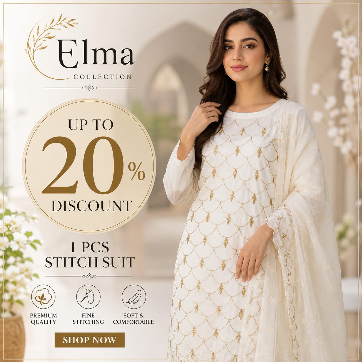 1 Pc Women's Stitched Lawn Embroidered Shirt