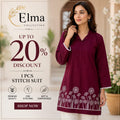 Maroon Embroidered Cotton Lawn Kurta Medium