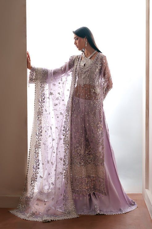 Emaan Adeel Starlit Jewels Unstitched Organza 3Pc Suit - Lapis