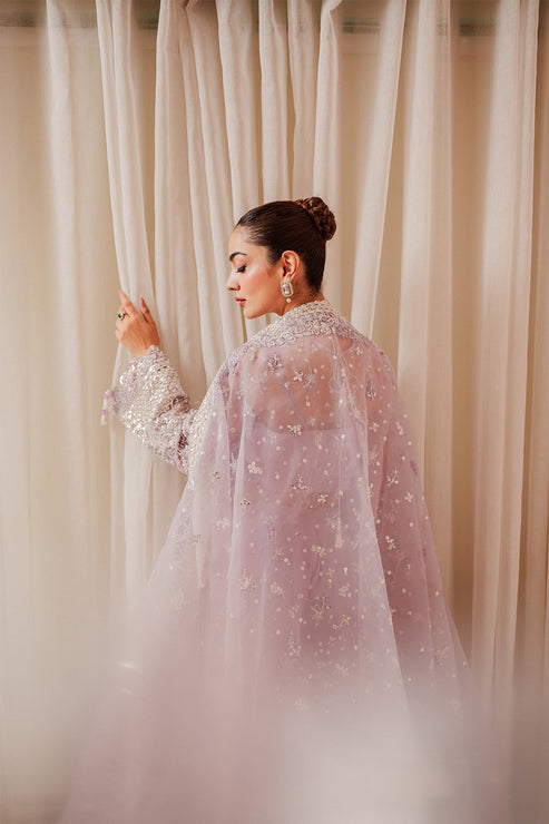 Emaan Adeel Starlit Jewels Unstitched Organza 3Pc Suit - Lapis