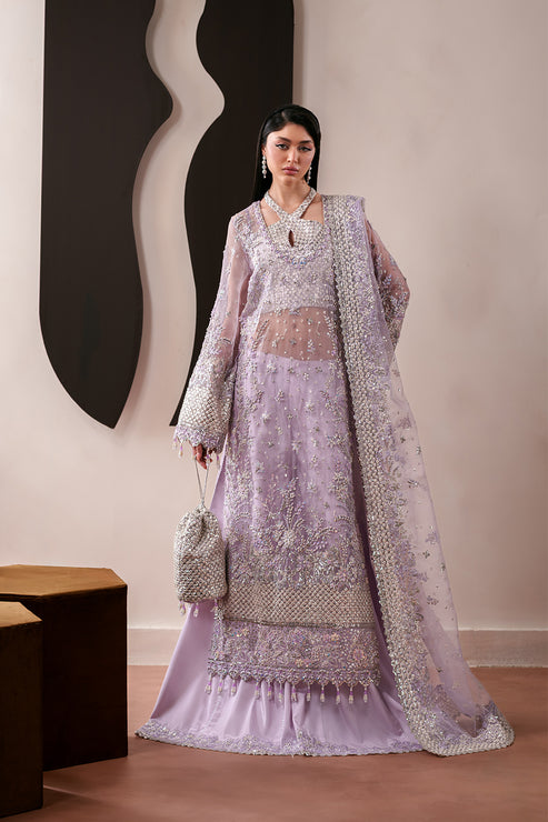 Emaan Adeel Starlit Jewels Unstitched Organza 3Pc Suit - Lapis