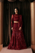 Afrozeh La Fuchsia Embroidered Organza Unstitched 3Pc Suit - Lover