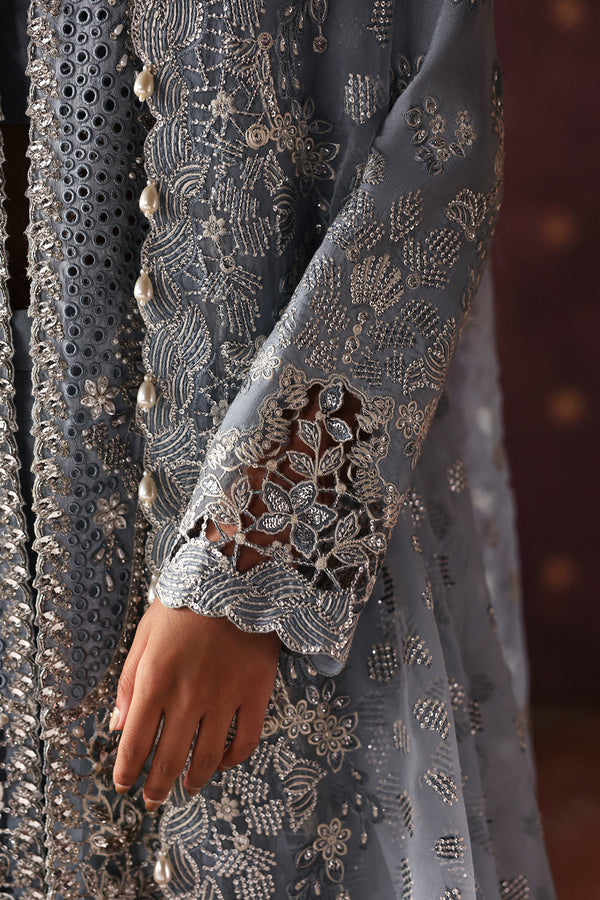 Afrozeh La Fuchsia Embroidered Raw Silk Unstitched 3Pc Suit - Crescent