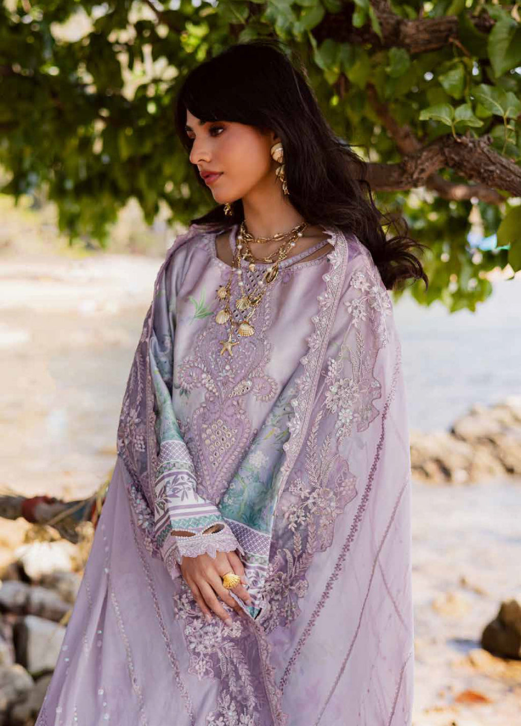 Nureh The Silk Unstitched Embroidered Luxury Silk 3Pc Suit S-24