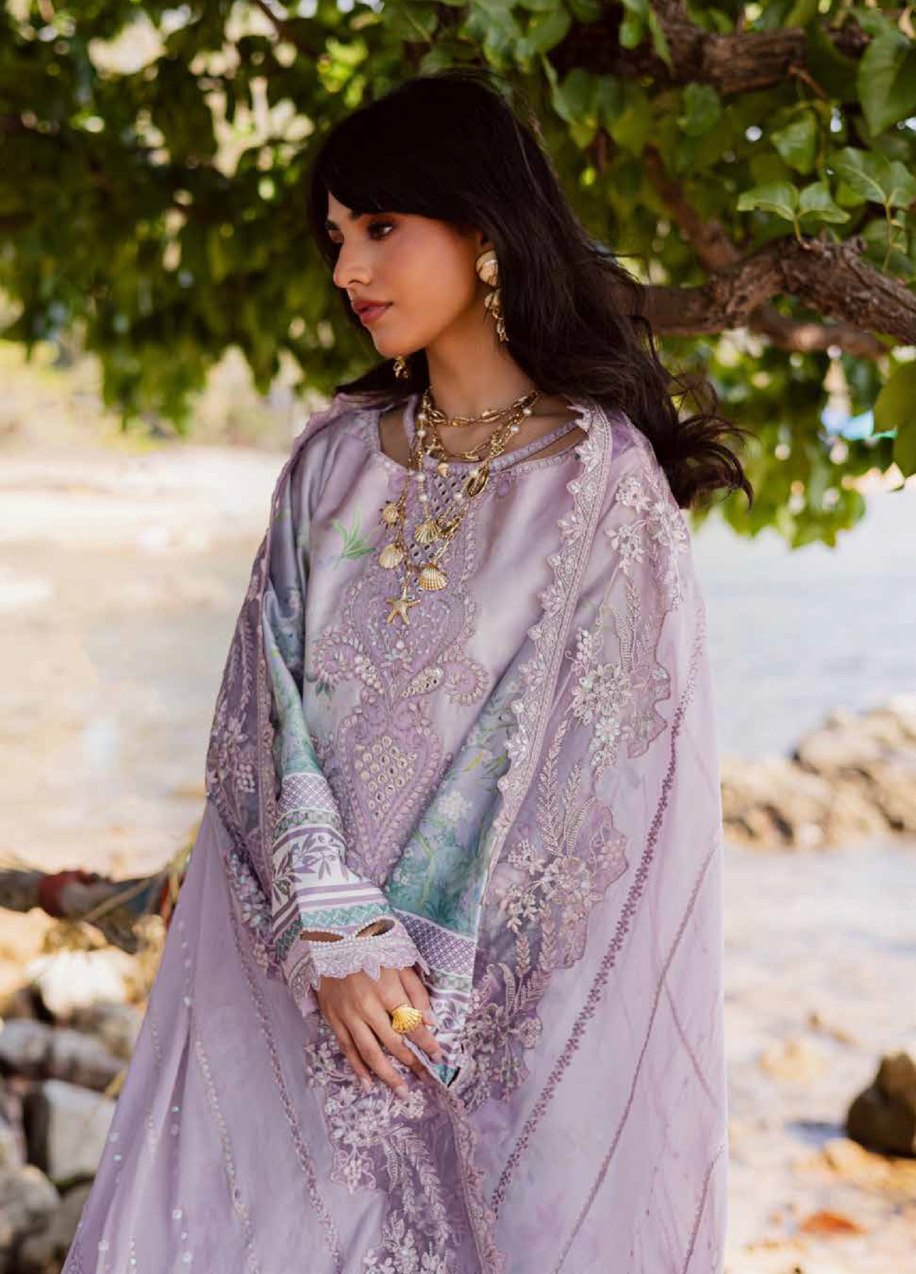 Nureh The Silk Unstitched Embroidered Luxury Silk 3Pc Suit S-24