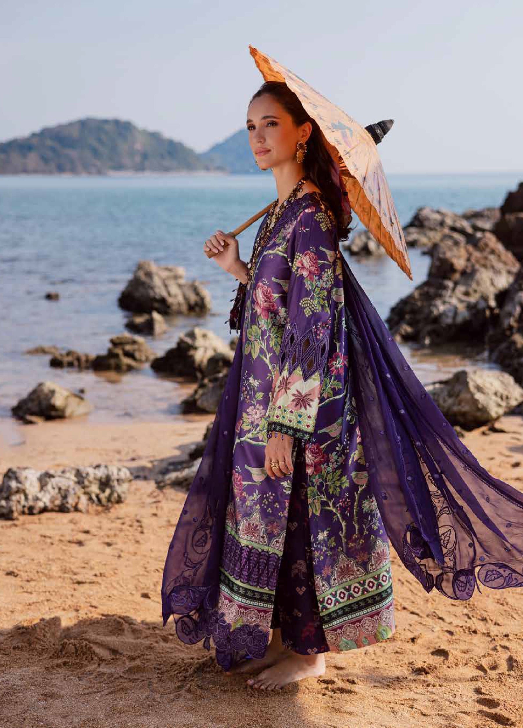Nureh The Silk Unstitched Embroidered Luxury Silk 3Pc Suit S-25
