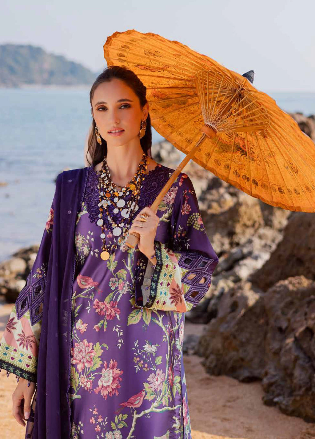 Nureh The Silk Unstitched Embroidered Luxury Silk 3Pc Suit S-25
