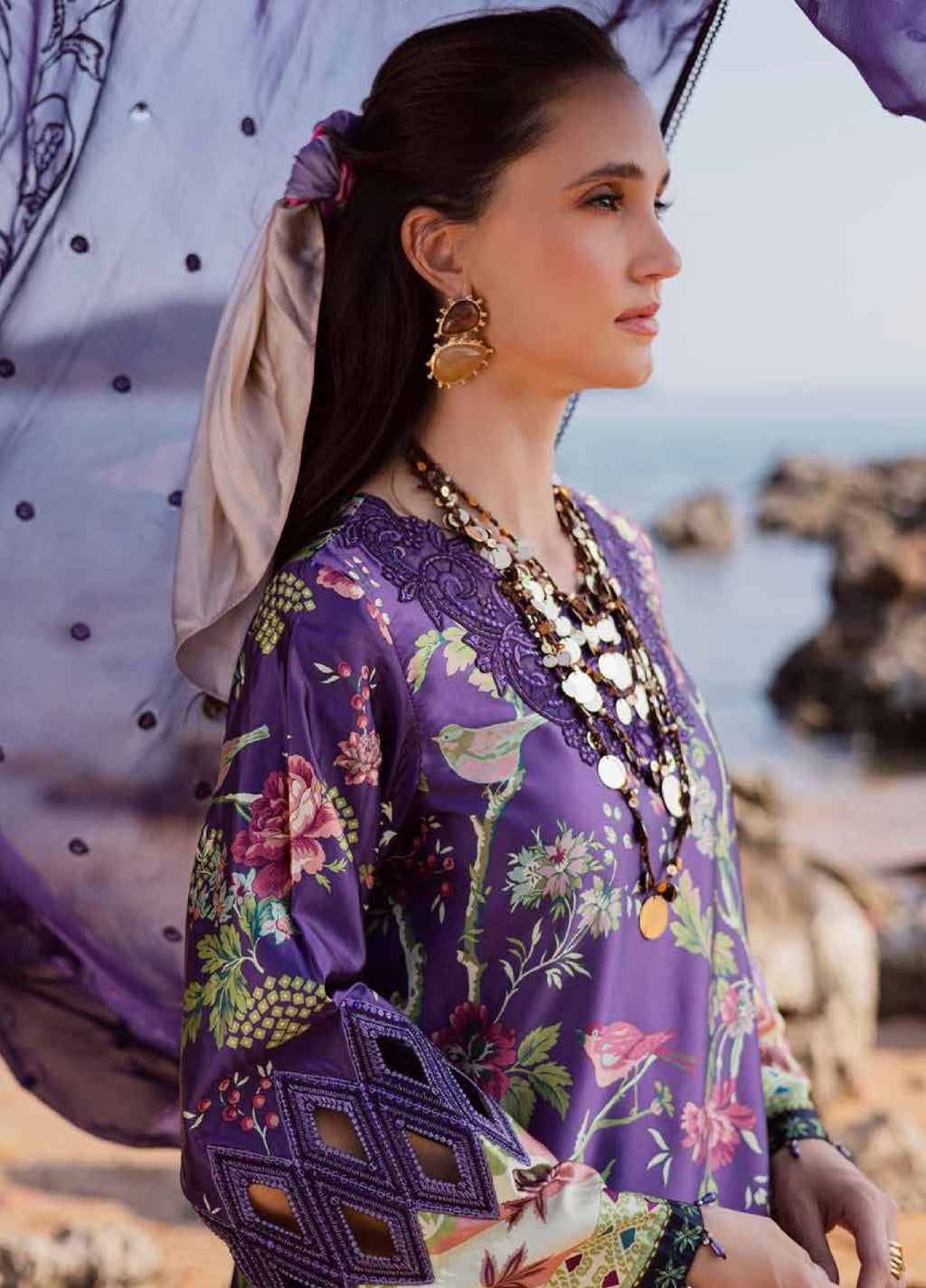 Nureh The Silk Unstitched Embroidered Luxury Silk 3Pc Suit S-25
