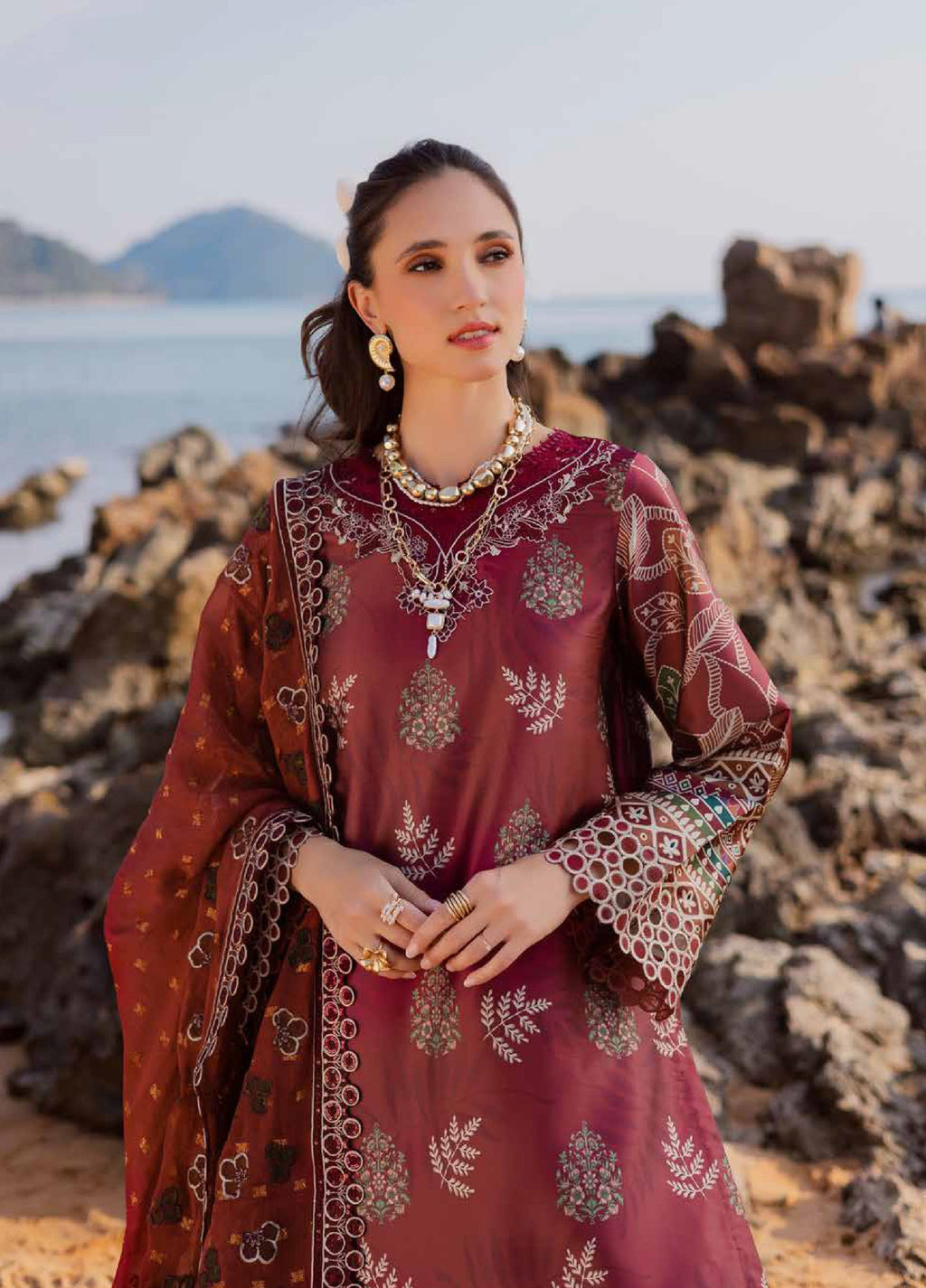 Nureh The Silk Unstitched Embroidered Luxury Silk 3Pc Suit S-26