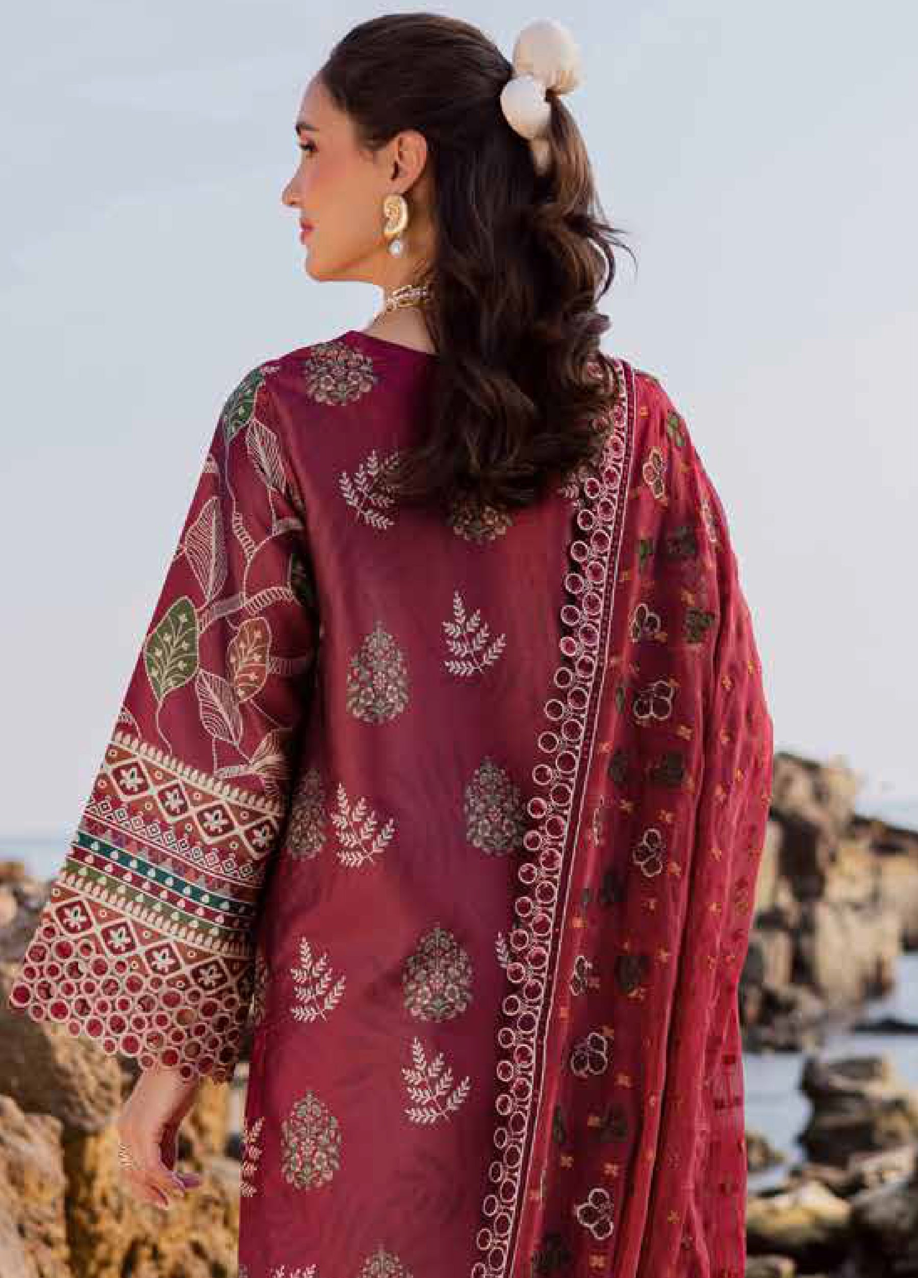 Nureh The Silk Unstitched Embroidered Luxury Silk 3Pc Suit S-26