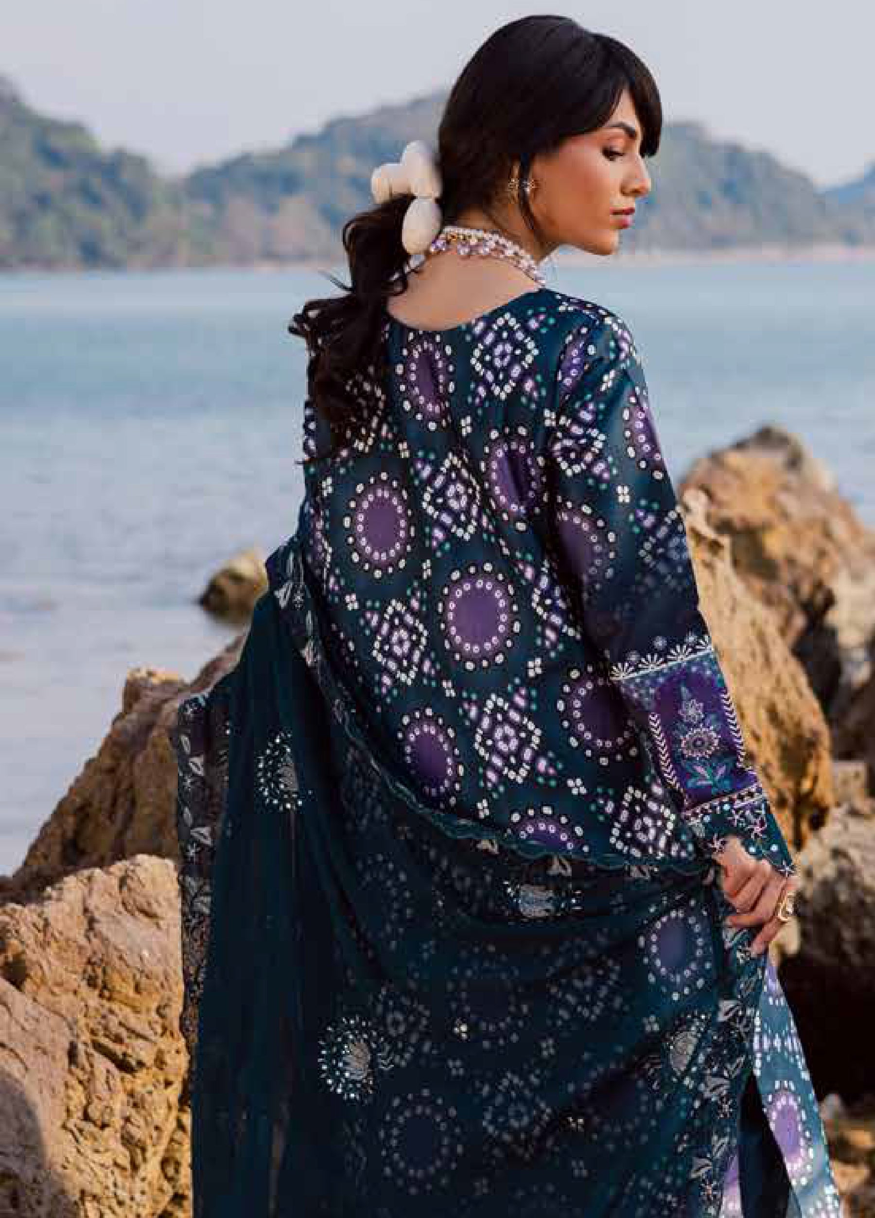 Nureh The Silk Unstitched Embroidered Luxury Silk 3Pc Suit S-27