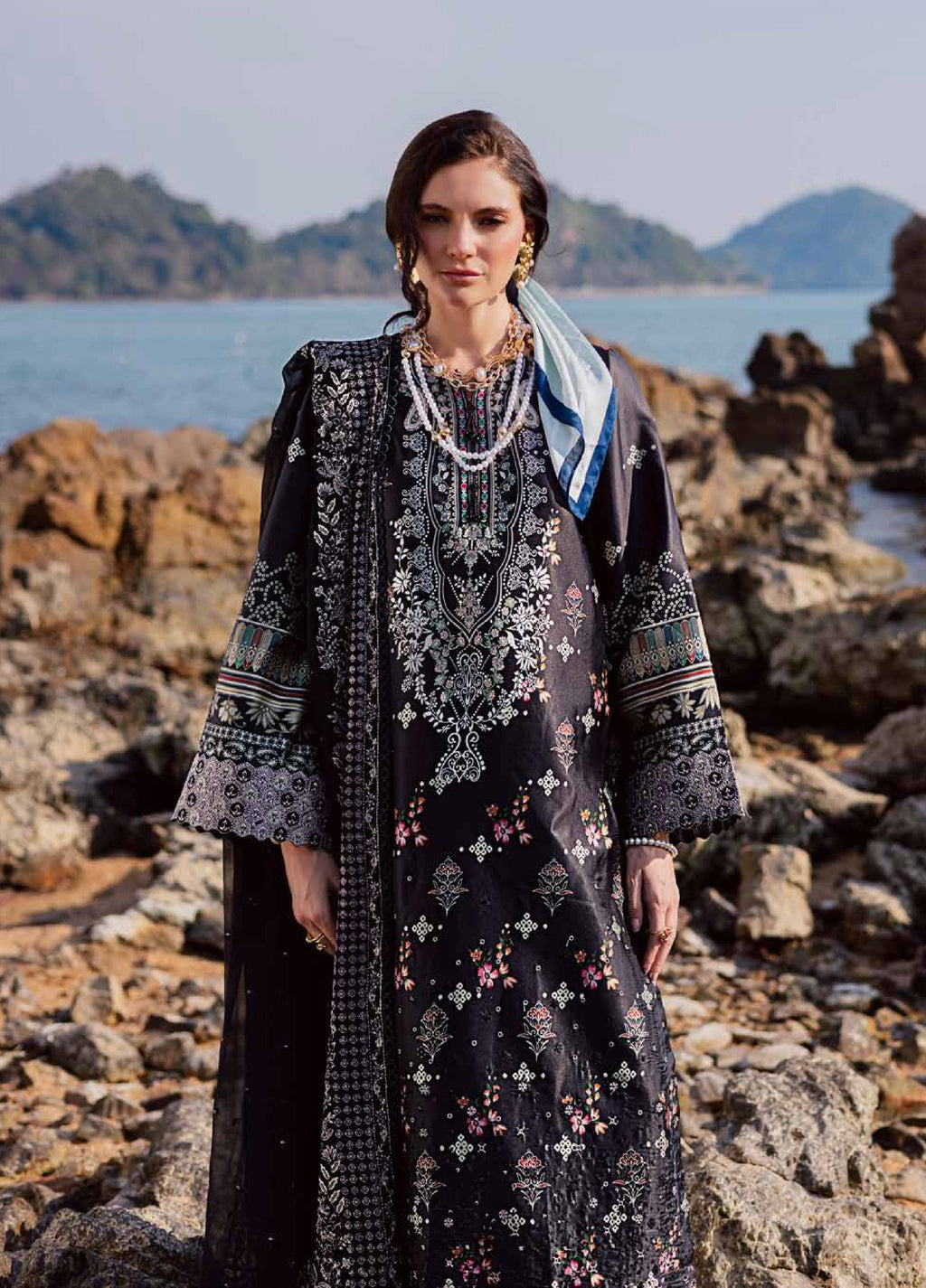 Nureh The Silk Unstitched Embroidered Luxury Silk 3Pc Suit S-28