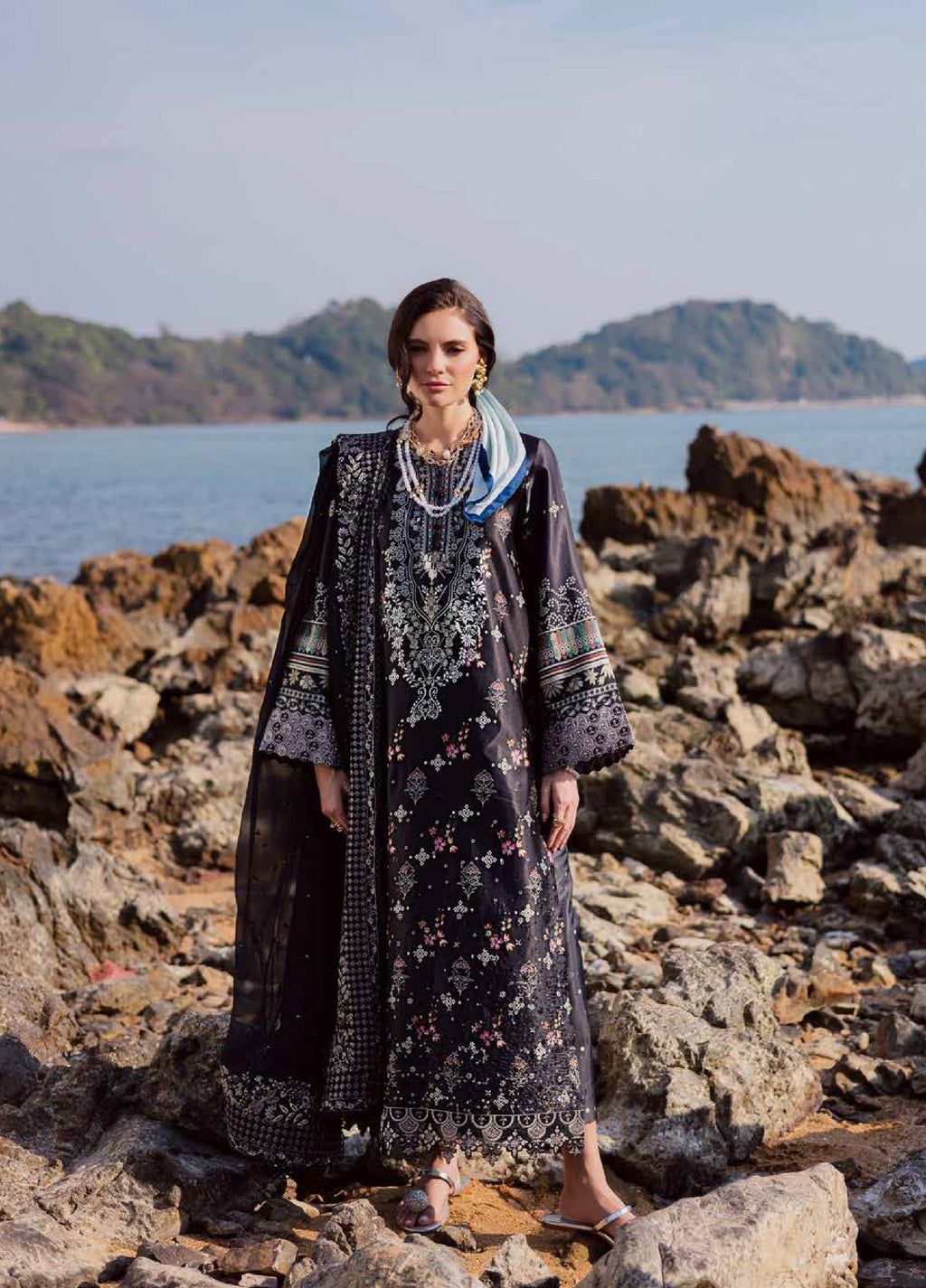 Nureh The Silk Unstitched Embroidered Luxury Silk 3Pc Suit S-28
