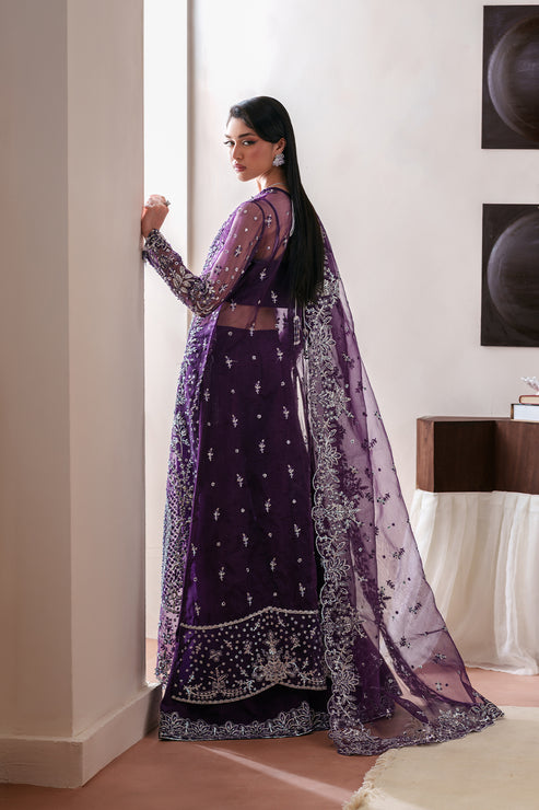Emaan Adeel Starlit Jewels Unstitched Organza 3Pc Suit - Tourmaline